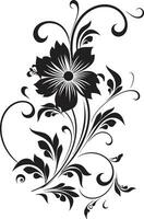 artístico mano prestados creaciones elegante logo detalle elegante floral impresiones negro vector icono