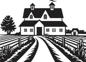 Rural Dwelling Impression Farmhouse Design in Vector Icon Harvest Haven Symbol Farmers House Vector Emblem