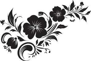 Noir Petal Waltz Handcrafted Floral Iconic Designs Ethereal Inked Orchids Noir Logo Vector Chronicles