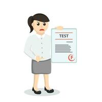 Female teacher giving grade F design character on white background vector