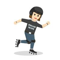 Roller Skater woman design character on white background vector