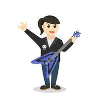Punk Guitarist woman Playing At Concert design character on white background vector