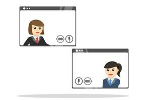 Business woman Video call conference working from home design character on white background vector