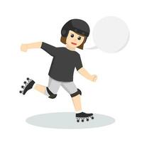 Roller Skater woman With Callout design character on white background vector