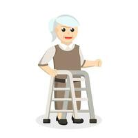 Old woman Walking Cane design character on white background vector