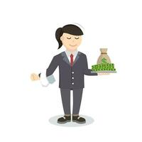 Platter woman hold Of Money design character on white background vector