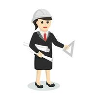 ingeniero mujer Listo para trabajo diseño personaje en blanco antecedentes vector