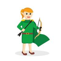 Elf woman holding arrows and bows design character on white background vector