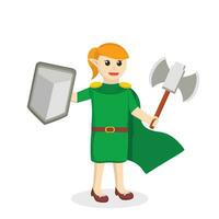 Elf woman Holding axe and shield design character on white background vector