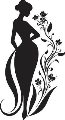 Artistic Floral Attire Elegant Vector Emblem Minimalist Bloom Fusion Black Woman Design