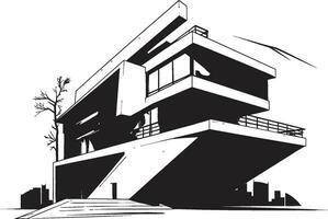 innovador hogar Plano conceptual casa bosquejo emblema futurista morada contorno moderno casa bosquejo vector emblema