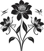 monocromo floral serenata noir vector logo susurros noir florecer melodías intrincado mano dibujado florales