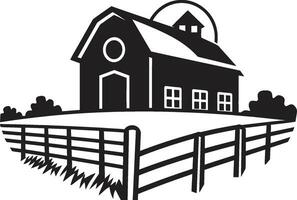 Rural Dwelling Impression Farmers House Vector Logo Pastoral Homestead Symbol Farmhouse Vector Icon Design