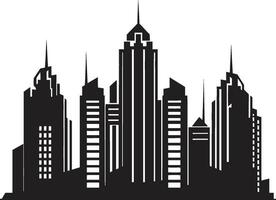 céntrico rascacielos emblema multipiso paisaje urbano vector icono ciudad torre silueta multipiso edificio en vector logo