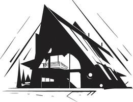 Modernity Etched Conceptual House Sketch Vector Icon Avant Garde Domicile Bold House Sketch Emblem in Vector Design