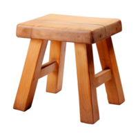 AI generated Wooden rectangular stool isolated on transparent background png