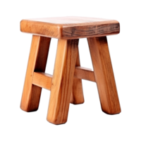 AI generated Wooden rectangular stool isolated on transparent background png