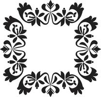 Vectorized Patterns Black Tile Vector Design Geometric Petal Art Floral in Black Vector