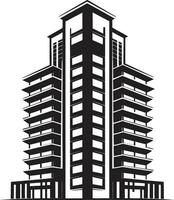 Metropolis Silhouette Multifloor Cityscape Vector Emblem Downtown Skylinescape Multifloral Building in Vector Icon