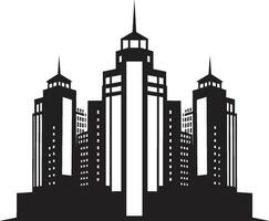 Metropolitan Heights Sketch Cityscape Multifloor Vector Icon Urban Skyscraper Impression Multifloor Vector Logo Design