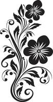 Inky Petal Embrace Iconic Hand Drawn Handcrafted Noir Vines Vector Icon Design