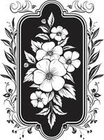 Graphite Bloom Ensemble Black Vector Emblem Designs Noir Petal Reverie Hand Drawn Floral Vectors