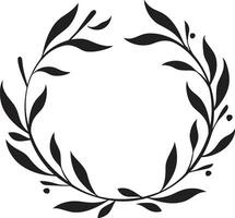 Floral Majesty Black Floral Logo Design Charm of Blooming Vines Decorative Vector Frame Icon