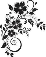 elegante mano dibujado floraciones icónico vector emblema elegante floral complejidades negro hecho a mano logo