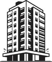 ciudad vista impresiones multiflora edificio en vector icono urbano líneas de torre multipiso skyscape vector emblema diseño