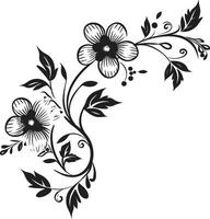 Vintage Floral Elegance Black Vector Emblem Creative Botanicals Hand Drawn Black Logo