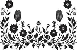 Vintage Floral Touches Invitation Card Vector Embellishments Artistic Noir Flourishes Black Logo Decorative Elements