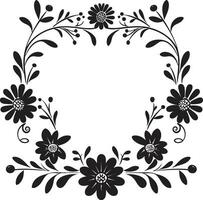 Structured Mosaic Black Vector Floral Icon Abstract Floral Harmony Geometric Tile Design