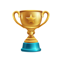AI generated 3D cartoon trophy isolated on transparent background png