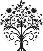 Artistic Hand Rendered Petals Noir Vector Logo Noir Botanical Elegance Handcrafted Iconic Design
