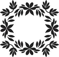 Botanical Gridwork Geometric Vector Icon Abstract Petal Array Black Tile Emblem