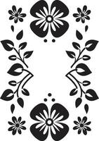 Black Elegance Geometric Tile Pattern Floral Harmony Vector Tile Icon Design