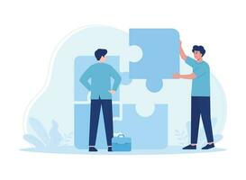 teamwork partnership puzzle structuring concept flat illustration vector