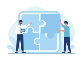 teamwork partnership puzzle structuring concept flat illustration vector