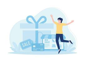 Regular customers or clients receive purchase bonuses  receive discounts and specials concept flat illustration vector