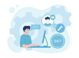 male customer service is communicating with consultant concept flat illustration vector