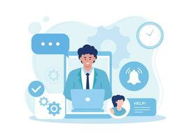 call center operator.customer support  and info center concept. call center concept flat illustration vector