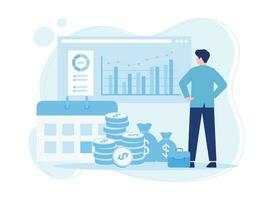 monthly report data analysis concept flat illustration vector