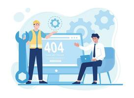 fix 404 error page design concept computer screen with error concept flat illustration vector