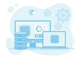 cloud management and data storage concept flat illustration vector