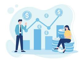 investor with laptop monitoring growth  analyzing profit graph.stock trading  investment concept flat illustration vector