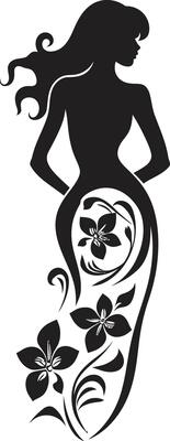 Sophisticated Floral Elegance Handcrafted Emblem Abstract Flora Fusion Black Artistic Body Emblem