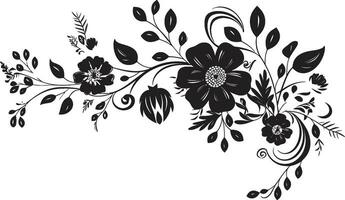 Intricate Floral Accent Black Design Element Graceful Handcrafted Bloom Iconic Vector Logo