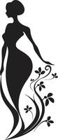 Minimalist Bloom Fusion Black Woman Design with Florals Sophisticated Floral Elegance Handcrafted Woman in Bloom vector