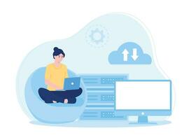 cloud data management  data backup  big data concept flat illustration vector