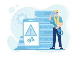 bigdata analysis on mobile concept flat illustration vector